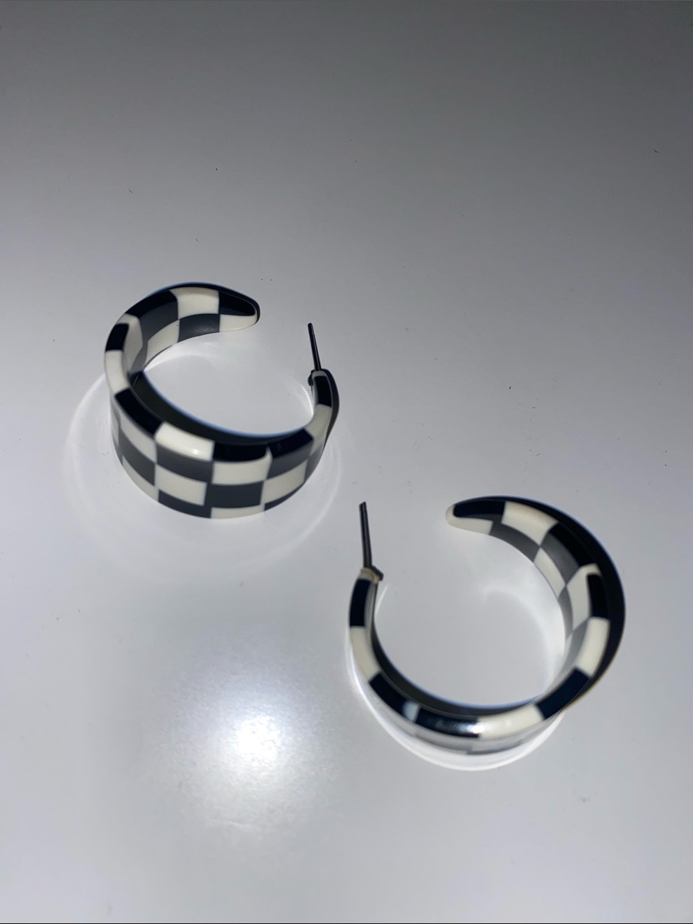 Black & White Checker Hoop Earrings
